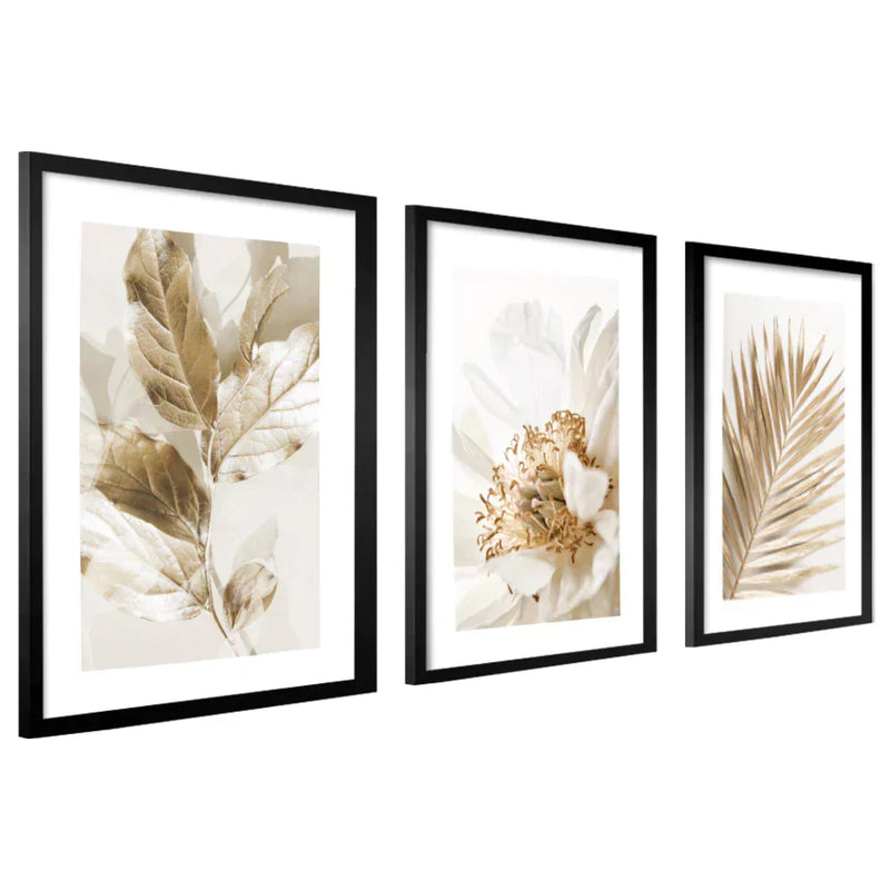 Quadros Folhagem Dourada — Decoração Sofisticada