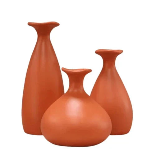 Trio de Vasos Decorativos em Cerâmica Premium