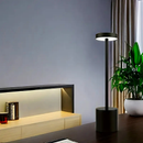 Luminária de Mesa Abajur Cabeceira Escrivaninha LED 3 em 1 Recarregável Tipo C Preto Cromado Dourado